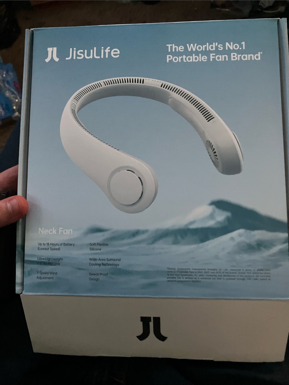 Jisulife White Neck Fan - Hands-Free Portable Cooling